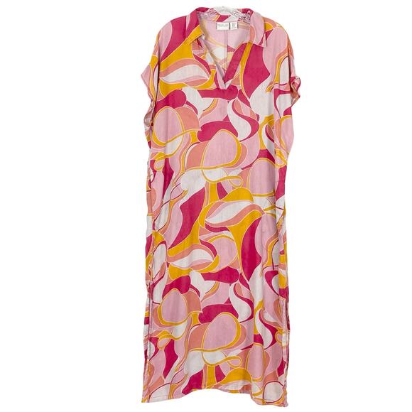 NWOT RACHEL ZOE Dress XL Maxi Linen Blend Slits Pockets Sleeveless Longline - Picture 1 of 6